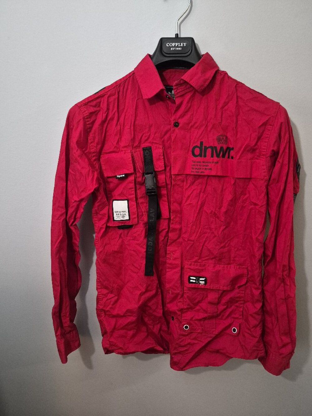 Red Streetwear Graphic Button Up Jacket Size L Adidas Tag Vintage Y2K